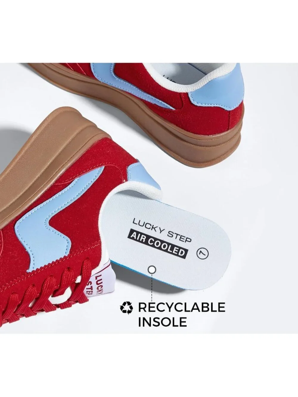 🆕Women's Red Blue Platform Fashion Sneakers Thick Sole Casual Walking Shoes